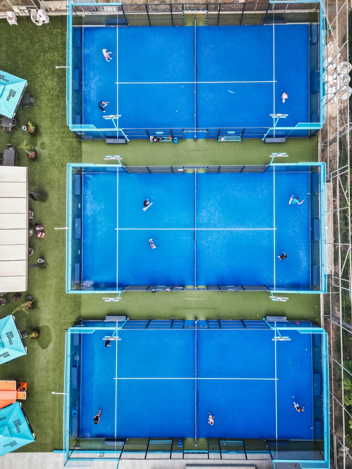 PadelPro Academy courts lit up at night in Nicosia