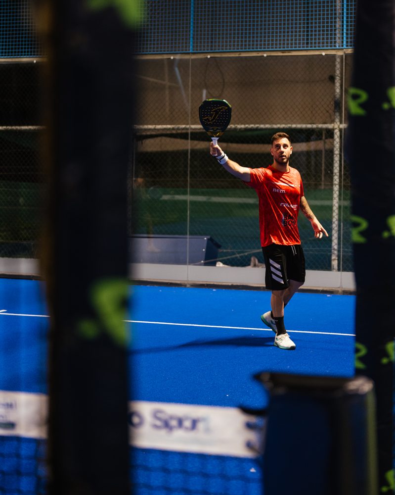 Player walking off court after a good point